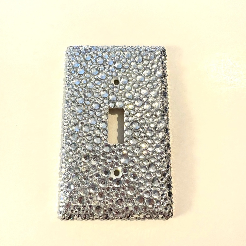 Crystal-Embellished Silver Light Switch Cover